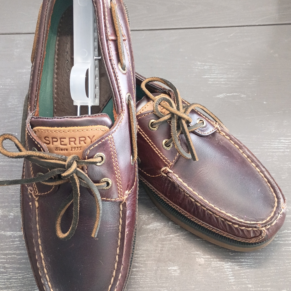 Sperry Men's 10M Dark Brown Leather Boat Shoes. NEW!!